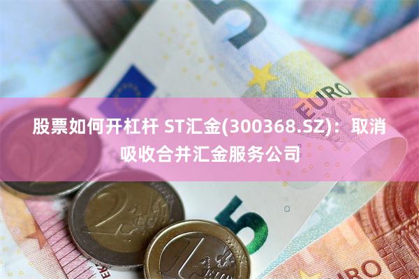 股票如何开杠杆 ST汇金(300368.SZ)：取消吸收合并汇金服务公司