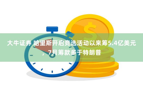 大牛证券 哈里斯开启竞选活动以来筹5.4亿美元，7月筹款多于特朗普